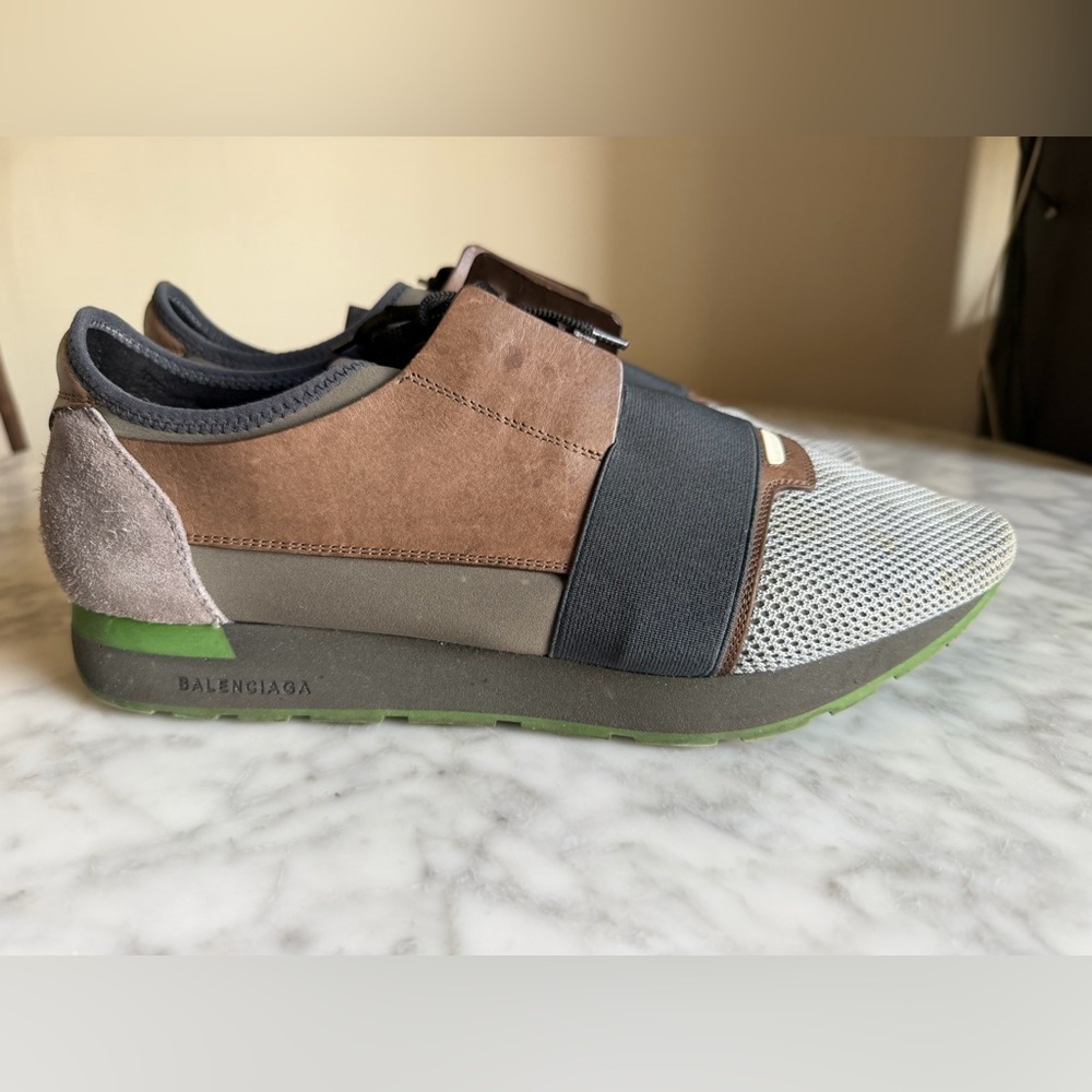 Authentic Balenciaga Leather, Suede & Mesh Race Runner Sneakers Shoes Size 45 - Picture 7 of 15